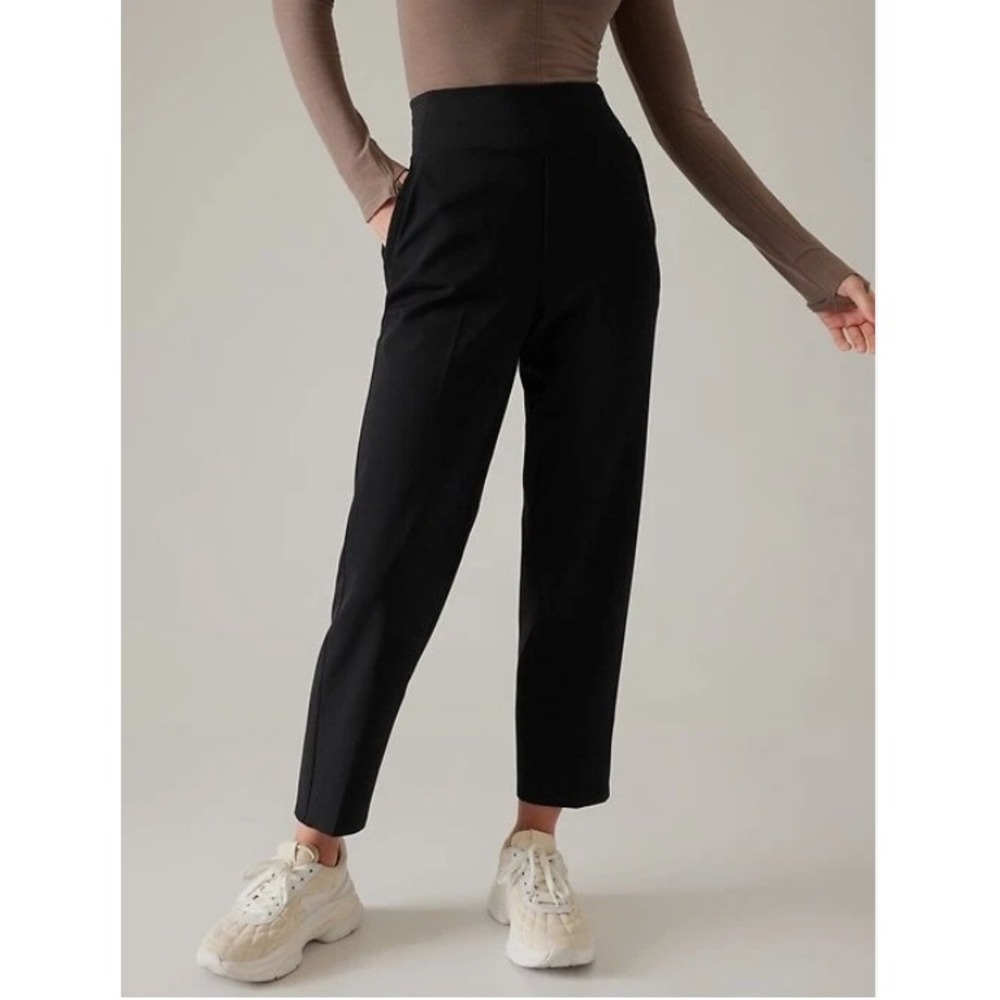 Athleta Endless High Rise Ankle Pants Womens 10 Black Stretch Travel Office Chic